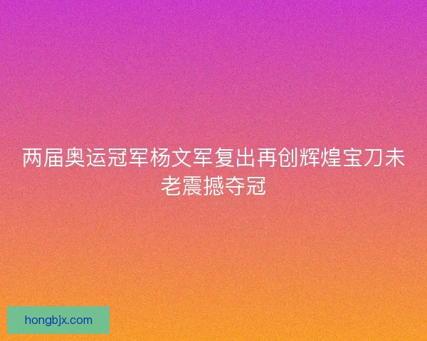 两届奥运冠军杨文军复出再创辉煌宝刀未老震撼夺冠